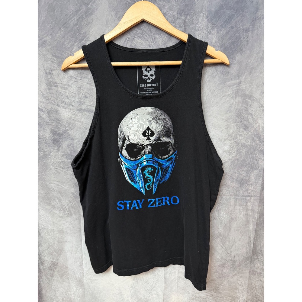 Zero Foxtrot Stay Zero Skull Mask Graphic Tank Top LG Edgy‎ Gamer Military Core